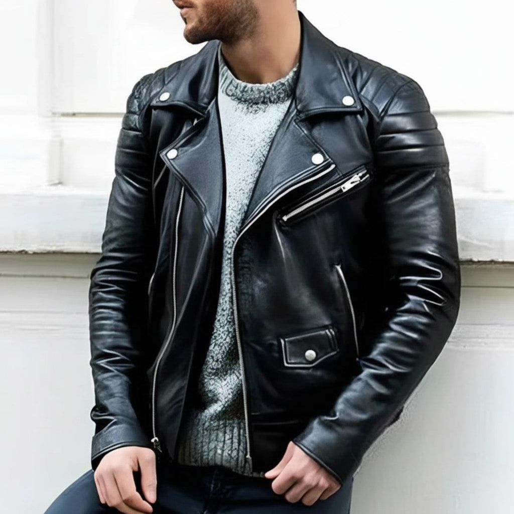 Giacca da Uomo - Stile Biker e Collo Ampio con Revers