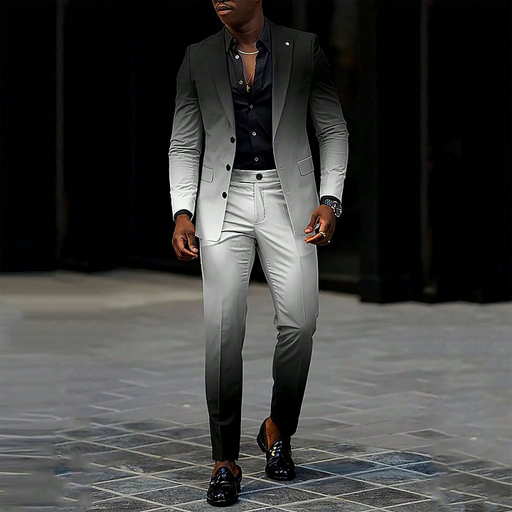 Completo Due Pezzi da Uomo - Design Ombre e Stile con Accento Scozzese