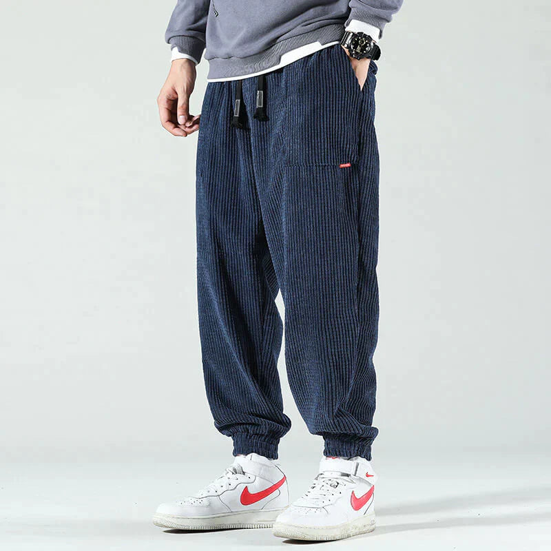 Pantaloni Jogger da Uomo - con Texture a Coste Verticali e Polsini Elastici