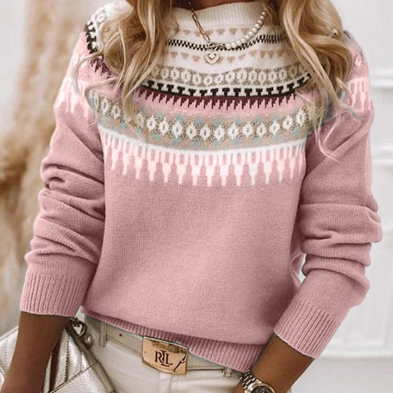 Maglione da Donna con Motivo Fair Isle - Girocollo