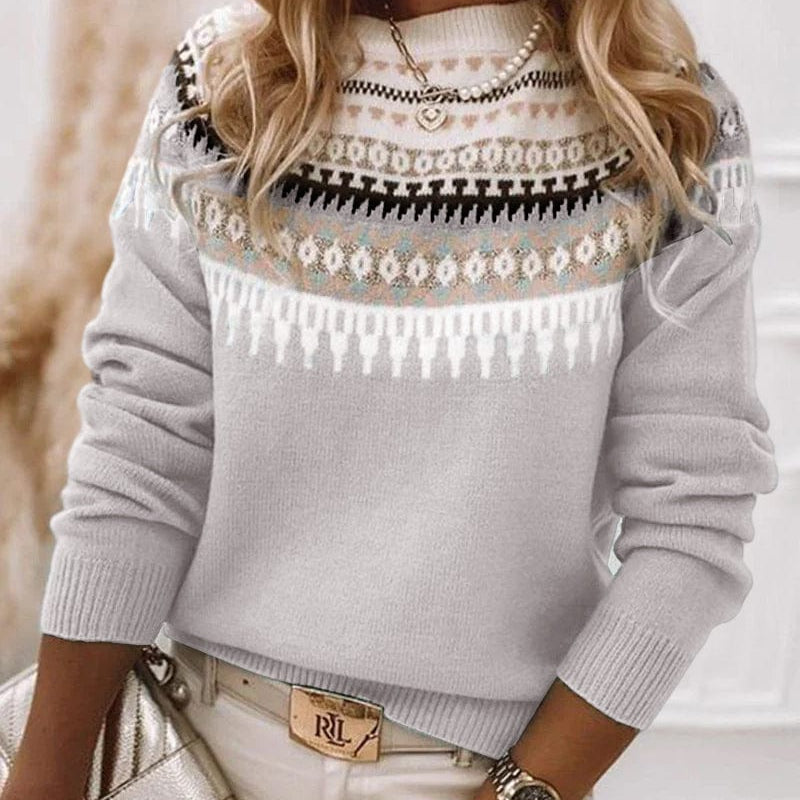 Maglione da Donna con Motivo Fair Isle - Girocollo