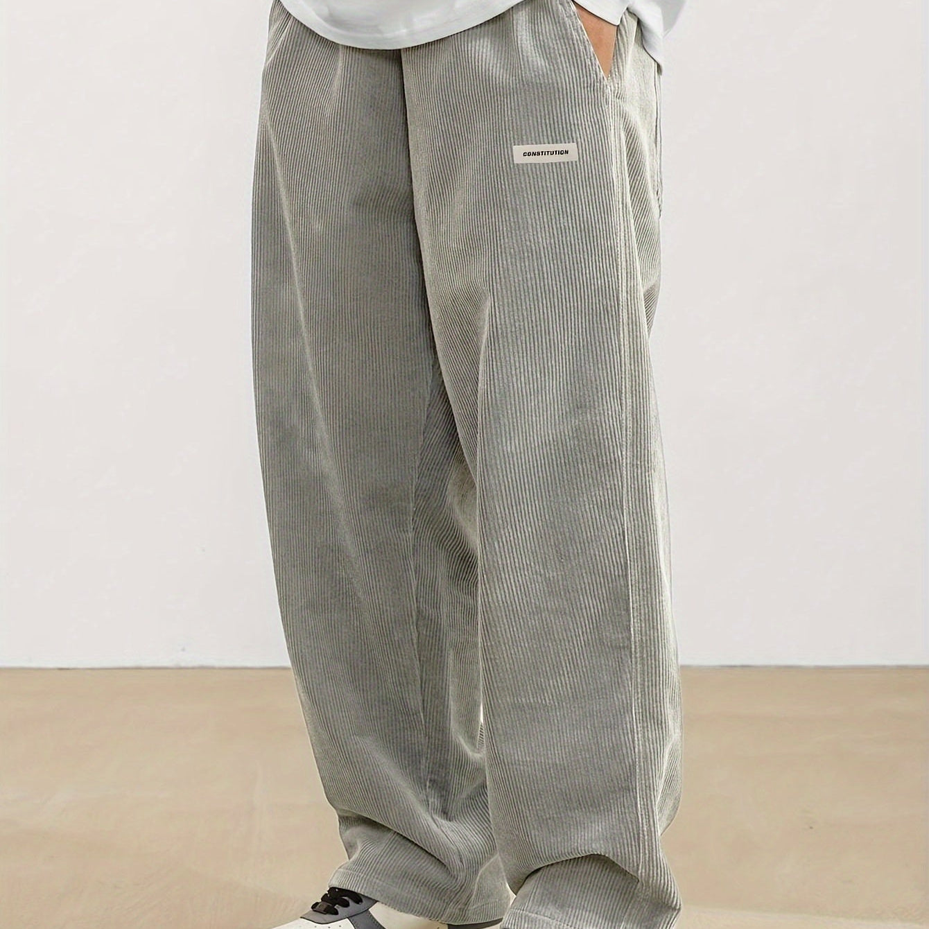 Pantaloni a Costine da Uomo - Gamba Larga e Vestibilità Dritta