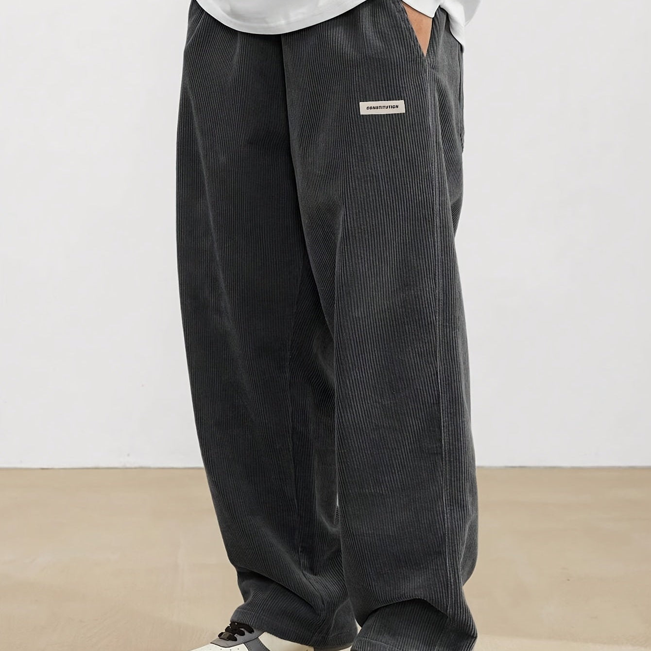 Pantaloni a Costine da Uomo - Gamba Larga e Vestibilità Dritta