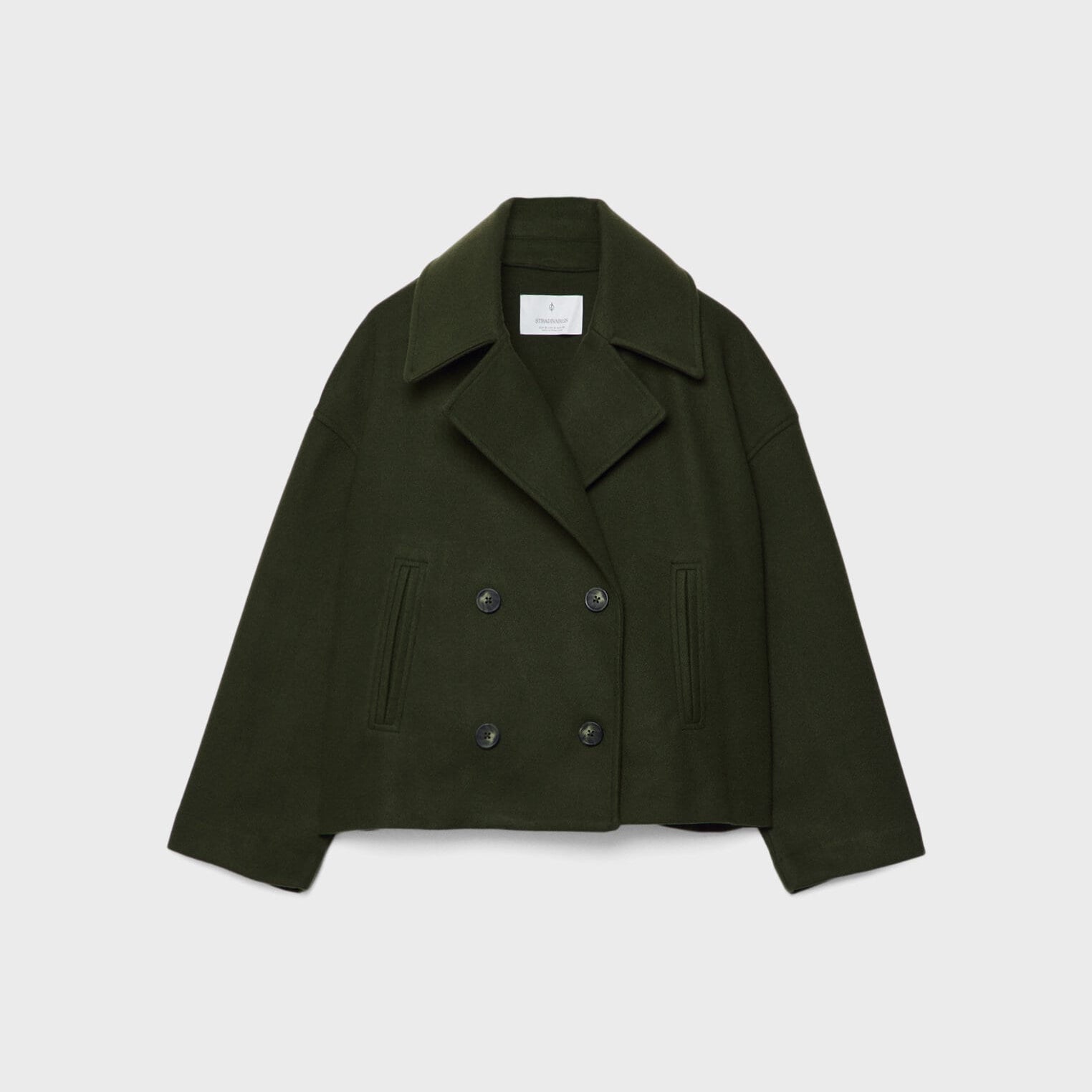 Kurze Damenjacke - Kragen mit weitem Revers und Doppelreihiger Verschluss