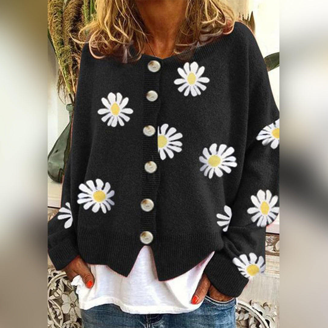 Cardigan Donna Lavorato a Maglia Floreale - Elegante, Comodo e Versatile