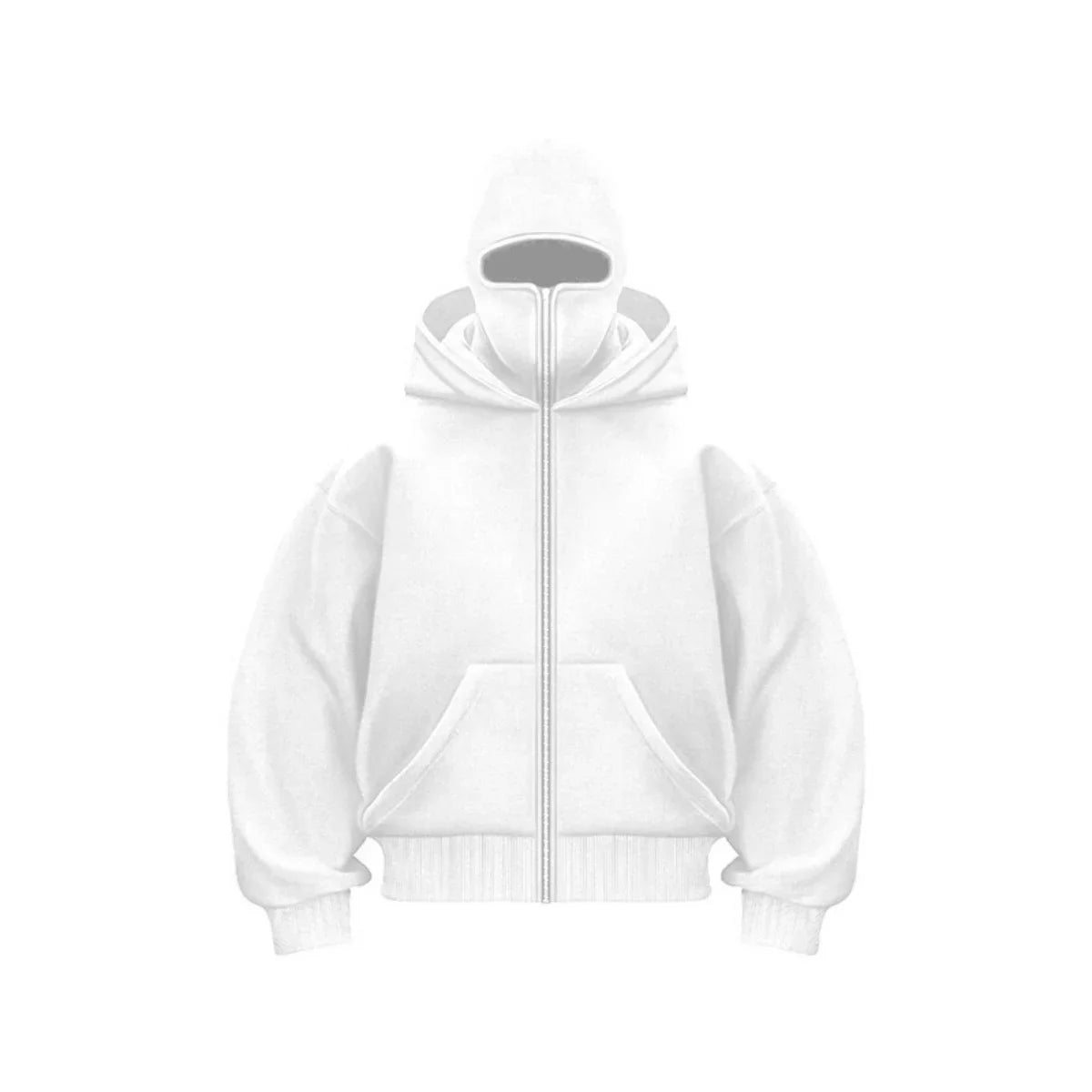 Felpa con Cappuccio Full-Zip da Uomo - Cappuccio Balaclava e Tasca a Marsupio