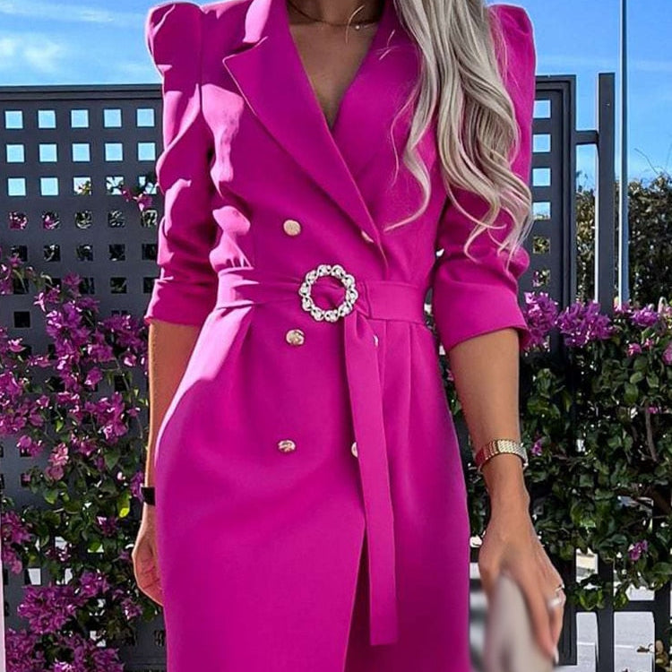 Abito Blazer da Donna a Doppio Petto - Cintura con Fibbia di Cristallo