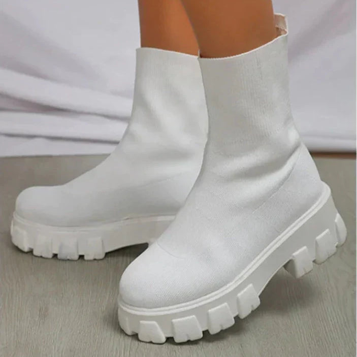 Stivali alla Caviglia con Plateau da Donna - Vestibilità Comoda ed Elastica