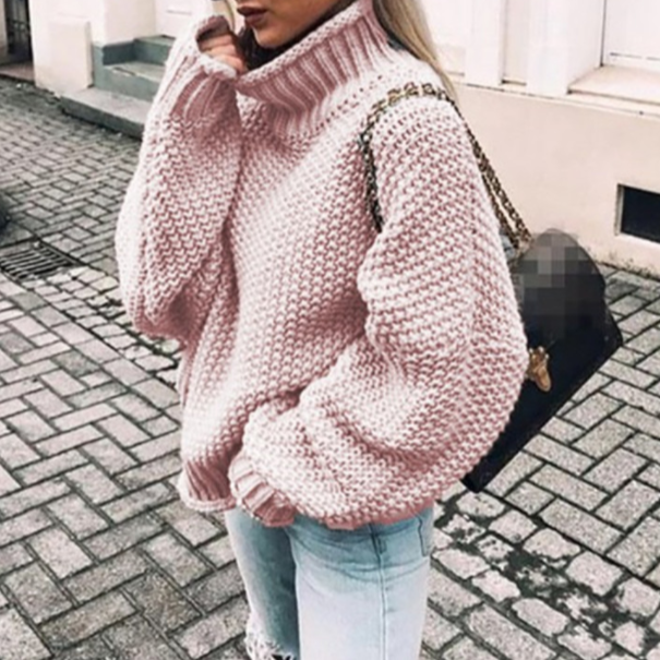 Maglione da Donna - Con Lavorazione a Maglia Grossa e Collo Alto