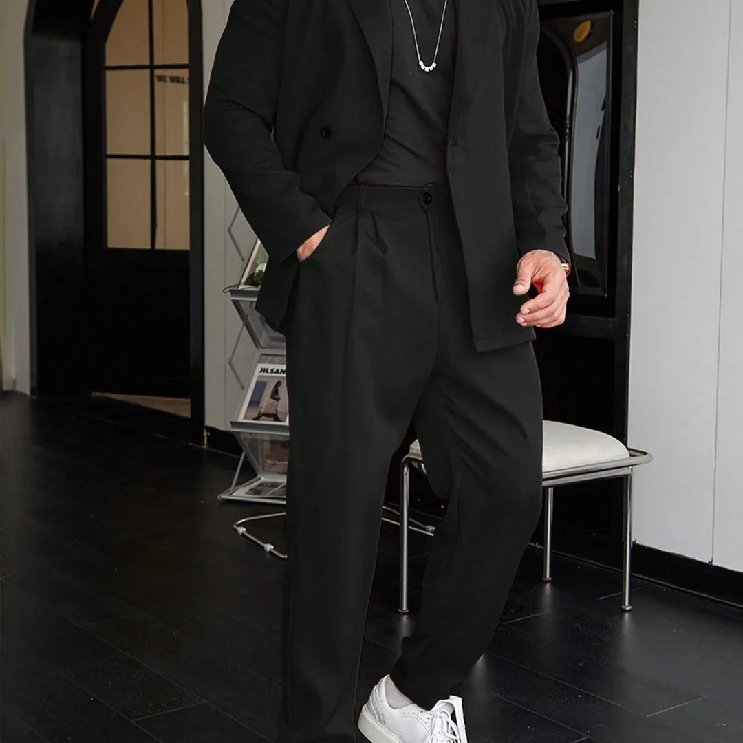 Completo da Uomo - Blazer a Bottone Singolo e Pantaloni a Pieghe