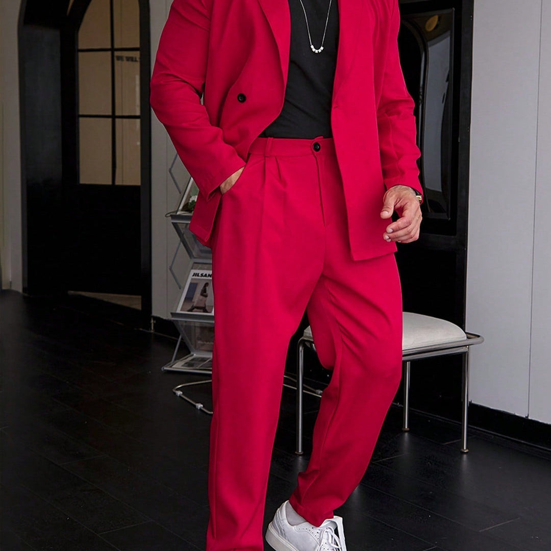 Completo da Uomo - Blazer a Bottone Singolo e Pantaloni a Pieghe