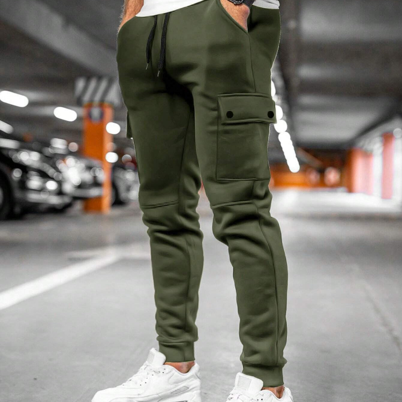 Pantaloni Cargo Uomo - Vita con Coulisse e Caviglie a Polsino