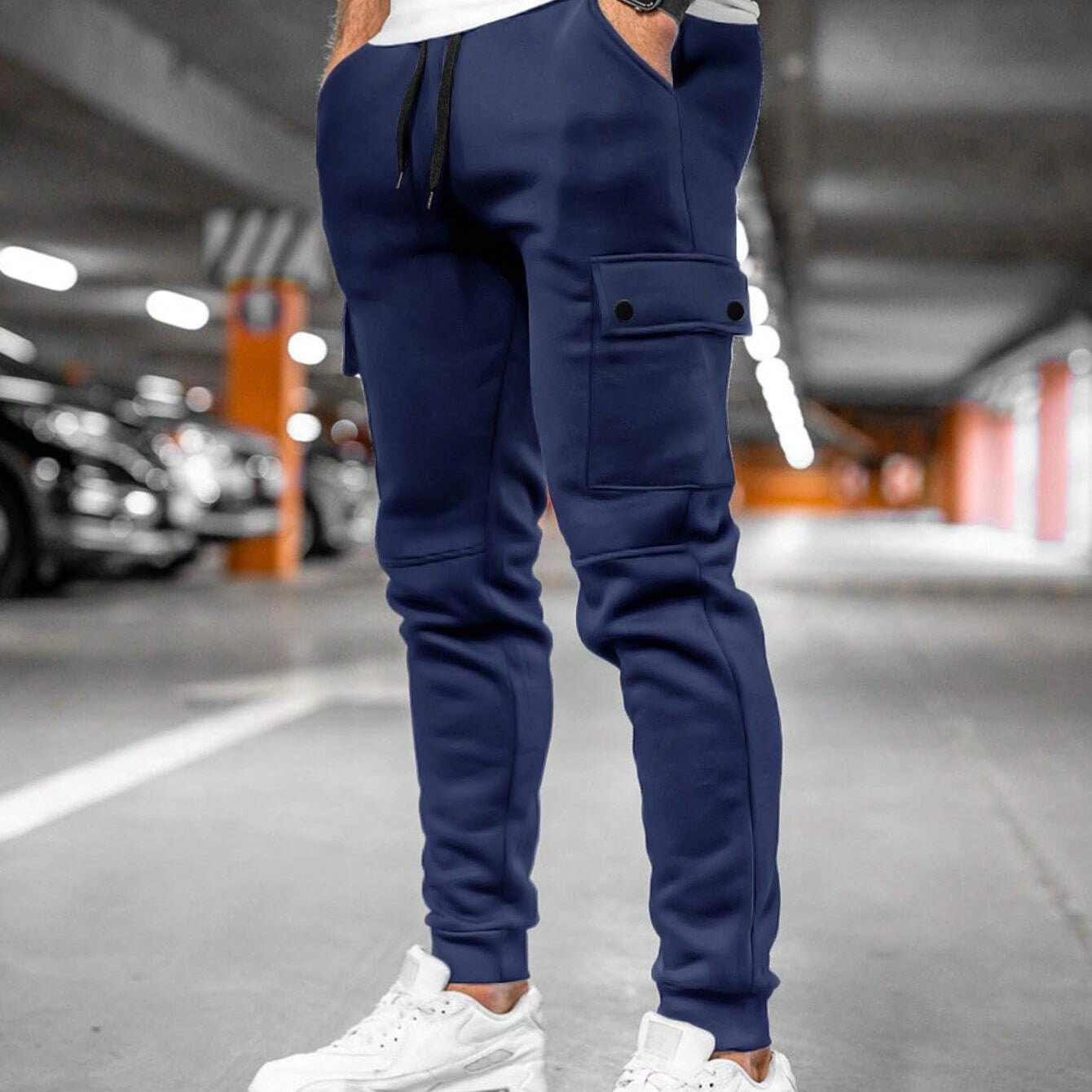 Pantaloni Cargo Uomo - Vita con Coulisse e Caviglie a Polsino
