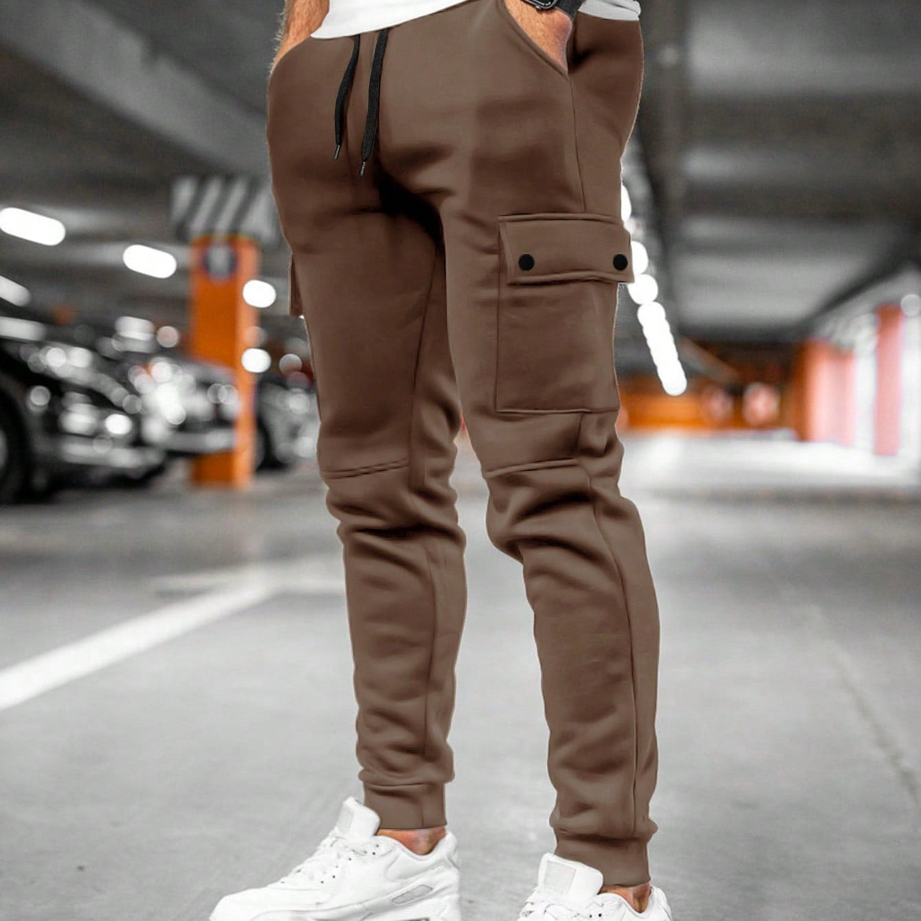 Pantaloni Cargo Uomo - Vita con Coulisse e Caviglie a Polsino