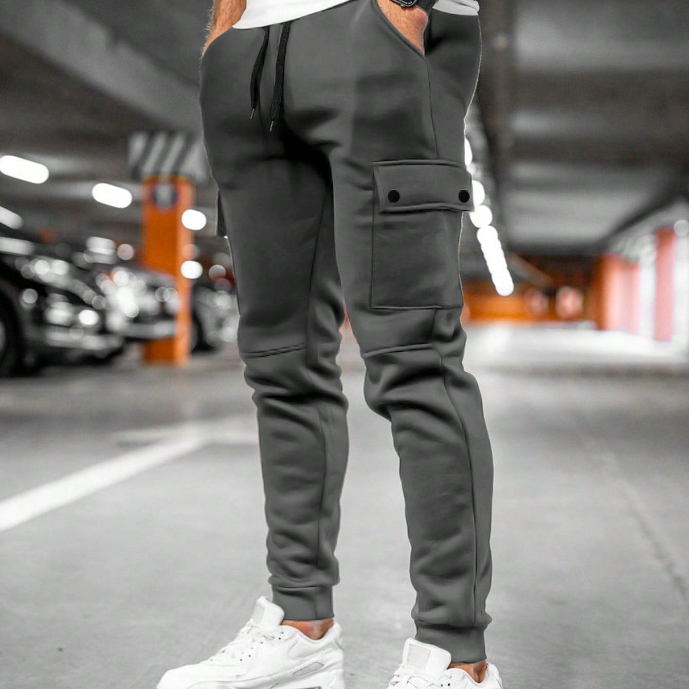 Pantaloni Cargo Uomo - Vita con Coulisse e Caviglie a Polsino