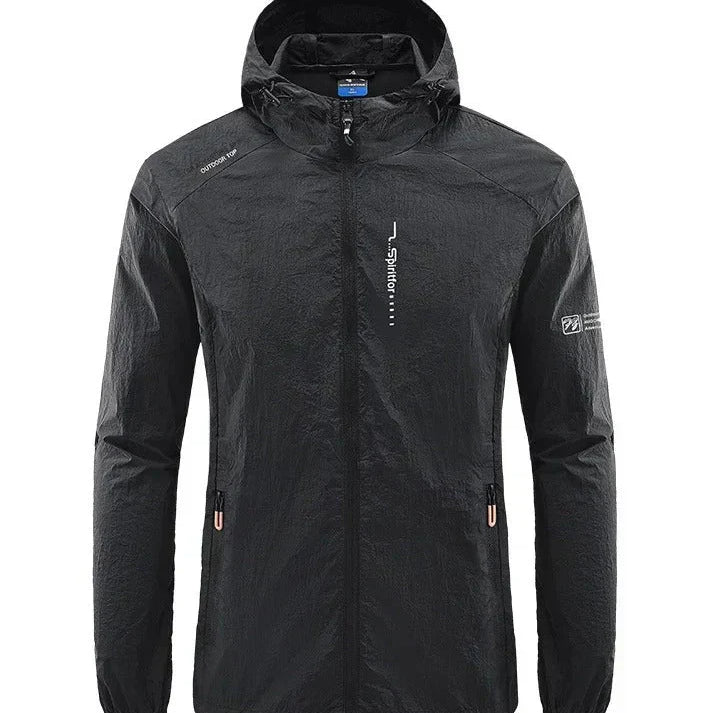 Herren Windjacke mit Kapuze - durchgehender Reißverschluss und leichtes Design