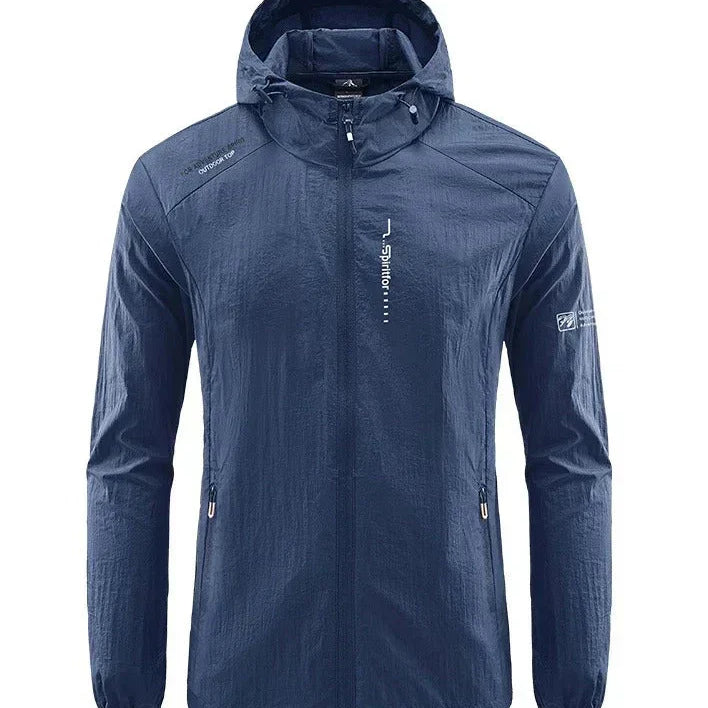 Herren Windjacke mit Kapuze - durchgehender Reißverschluss und leichtes Design