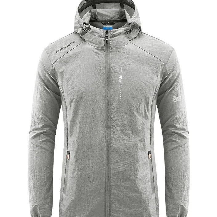 Herren Windjacke mit Kapuze - durchgehender Reißverschluss und leichtes Design