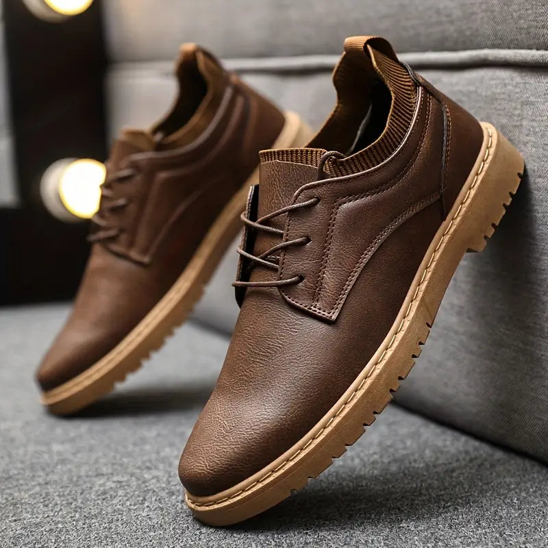 Scarpe da Uomo Marroni Stringate - Con Caviglia Elastica e Suola Antiscivolo