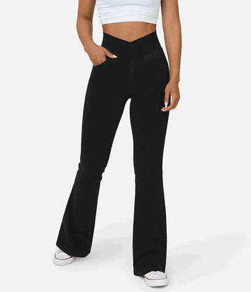 Pantalones acampanados de mujer - Cintura cruzada