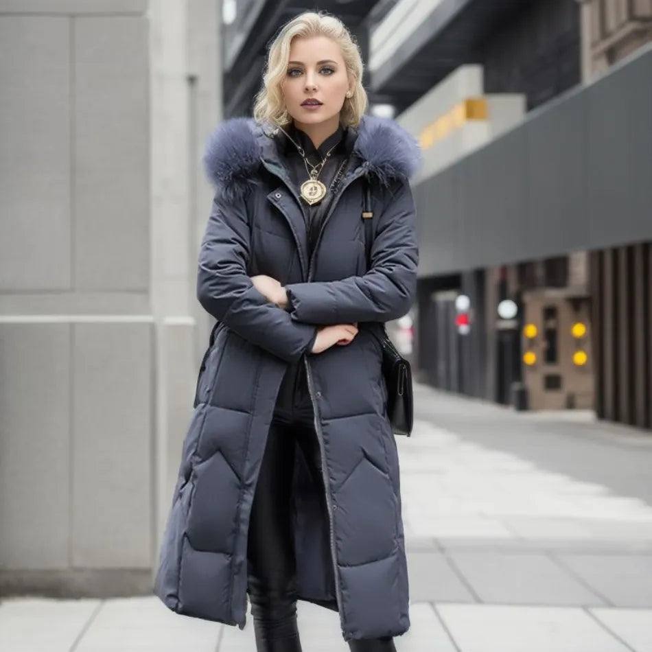 Parka Lungo da Donna con Cappuccio - Design Trapuntato con Finiture Morbide