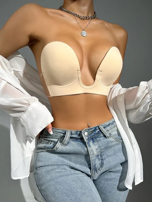 Reggiseno Invisibile Push-Up Senza Spalline Autoadesivo per Donna