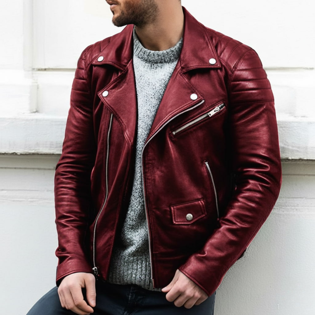 Giacca da Uomo - Stile Biker e Collo Ampio con Revers