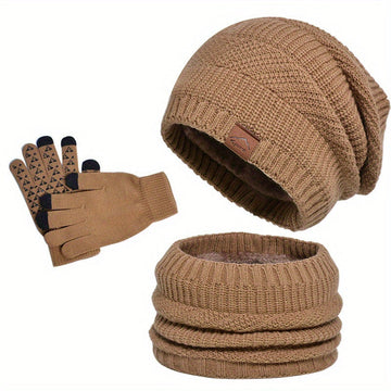Set invernal para hombre - con gorro, bufanda y guantes
