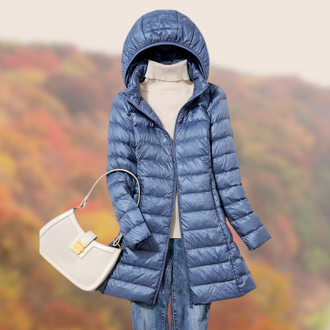 Giacca Impermeabile Ultraleggera da Donna con Cappuccio - Stile Piumino Trapuntato