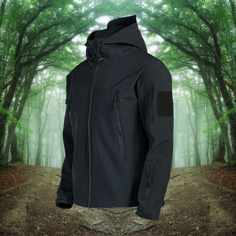 Chaqueta de invierno softshell para hombre - con capucha y cremallera completa