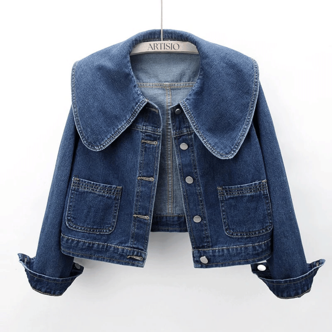 Giacca di Jeans Donna Blu Colletto Marinaio - Design Unico Monopetto