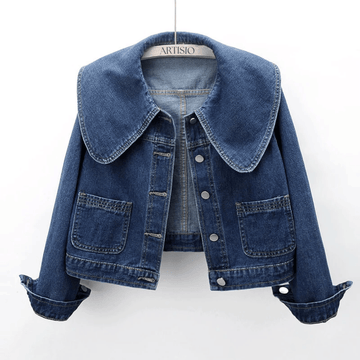 Giacca di Jeans Donna Blu Colletto Marinaio - Design Unico Monopetto