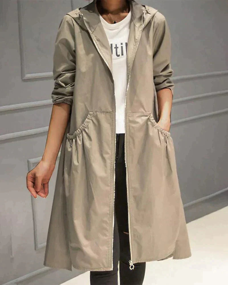 Impermeable de Mujer - Con Capucha y Cremallera Completa