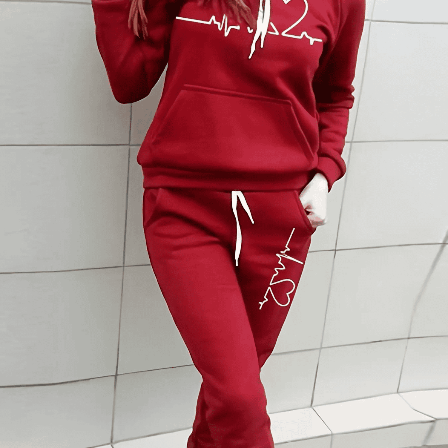 Completo da Donna a Due Pezzi - Con Felpa e Joggers a Stampa Grafica