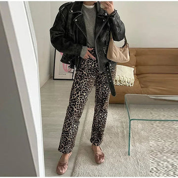 Jeans Donna Eleganti Stampa Leopardata - Moderni & Comodi