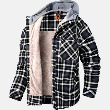 Chaqueta de cuadros para hombre - Diseño con capucha y interior aislado