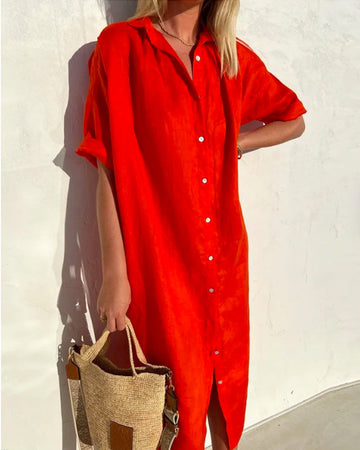 Abito Midi Elegante con Bottoni per Donna