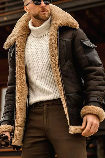 Chaqueta de aviador para hombre - cremallera integral y detalle en contraste