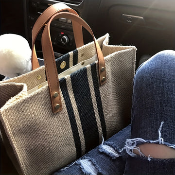 Tote Bag a Righe da Donna - Borsa a Spalla Elegante e Versatile per Ogni Giorno