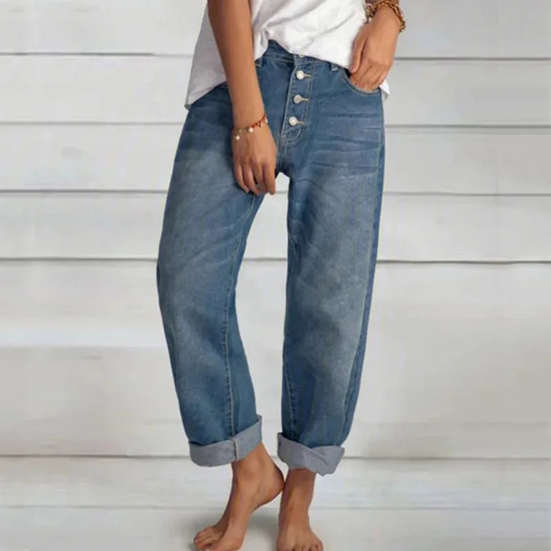 Jeans da Donna Boyfriend a Gambale Largo – Vita Media e Stile Risvoltato