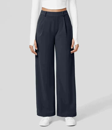 Pantaloni a Vita Alta Elasticizzati con Gamba Dritta per Donna