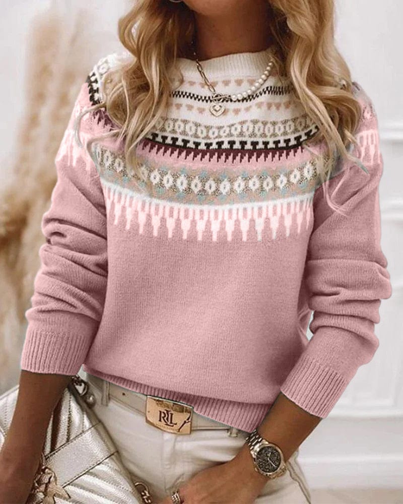 Maglione da Donna con Motivo Fair Isle - Girocollo