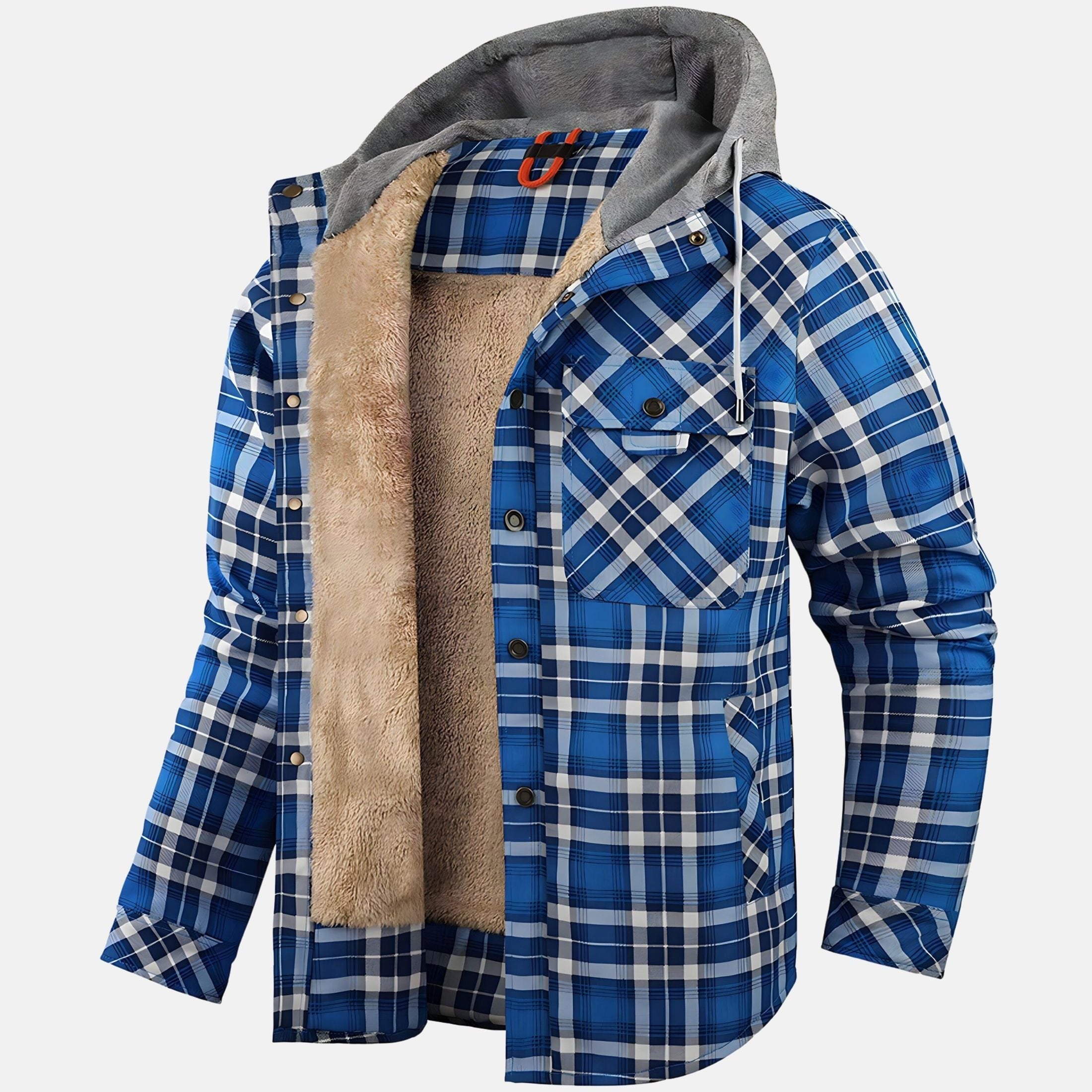 Giacca a Quadri da Uomo - Design con Cappuccio e Interno Isolato