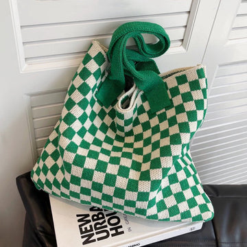 Tote Bag Donna a Maglia Uncinetto Fatta a Mano - Elegante Borsa a Spalla Ecologica