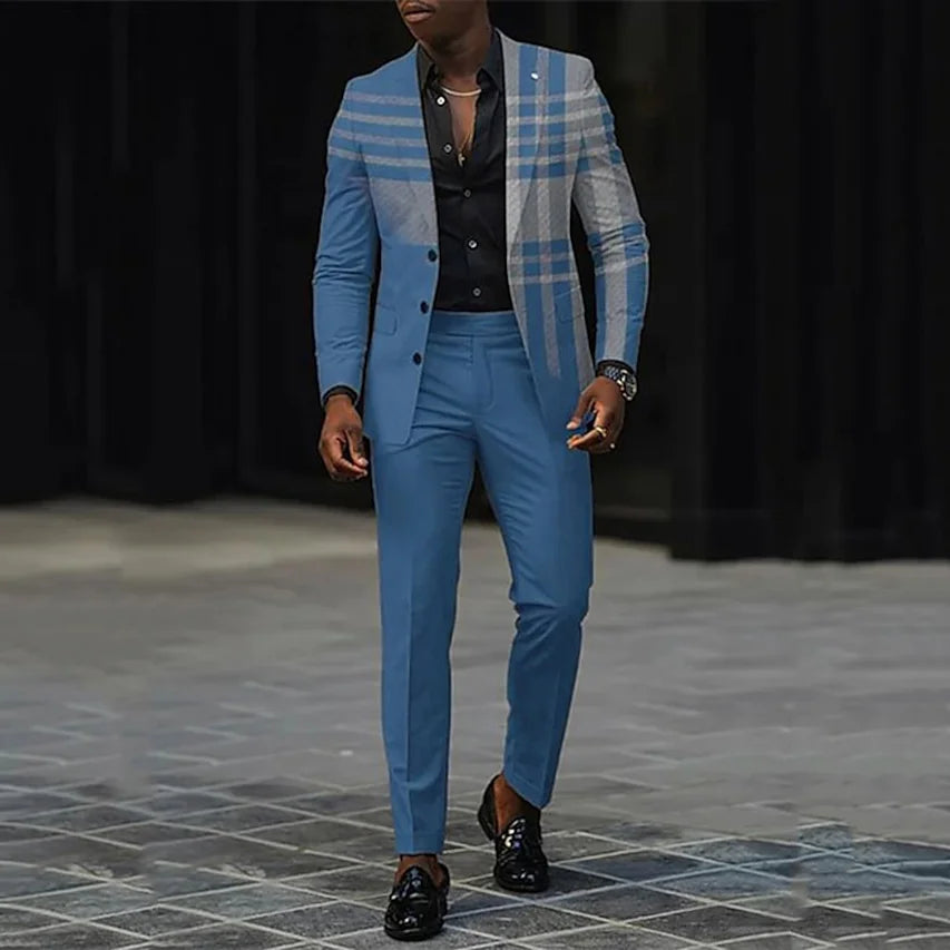 Completo Due Pezzi da Uomo - Design Ombre e Stile con Accento Scozzese