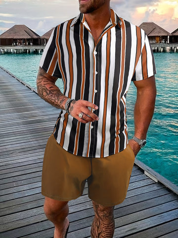 Elegante set di camicia e pantaloncini da uomo