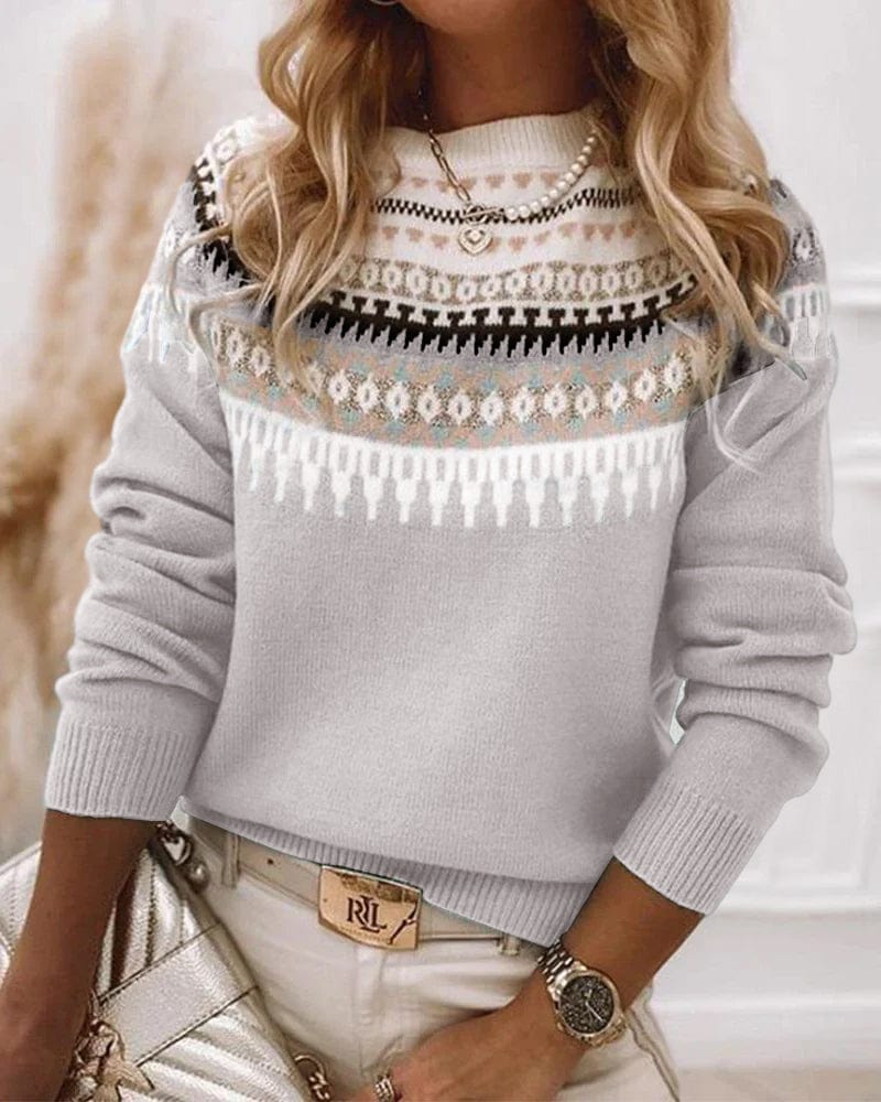 Maglione da Donna con Motivo Fair Isle - Girocollo