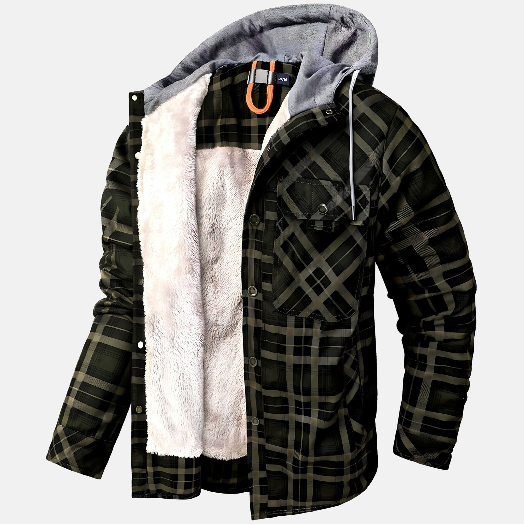 Giacca a Quadri da Uomo - Design con Cappuccio e Interno Isolato