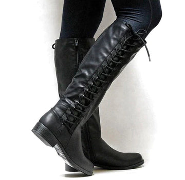 Botas hasta la rodilla para mujer – Cordones laterales y tacón bajo