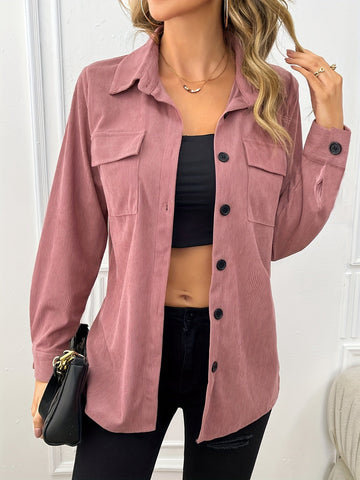 Virgie - Giacca Camicia Rosa con Tasche sul Petto per Donne